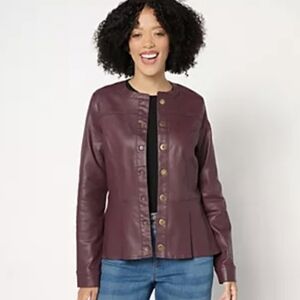 Susan Graver Deep Purple Leather Jacket